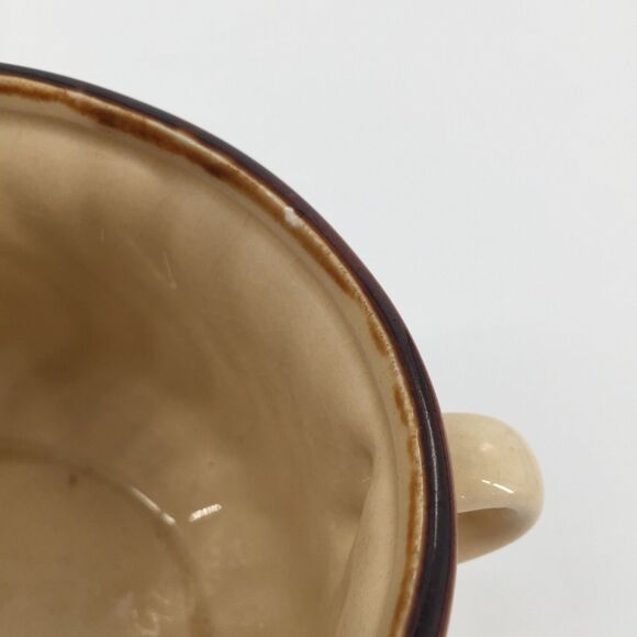Vintage Consomme Soup Bowl Brown Cream Cottage Ceramic Made In Japan Handled Old - Picture 5 of 7